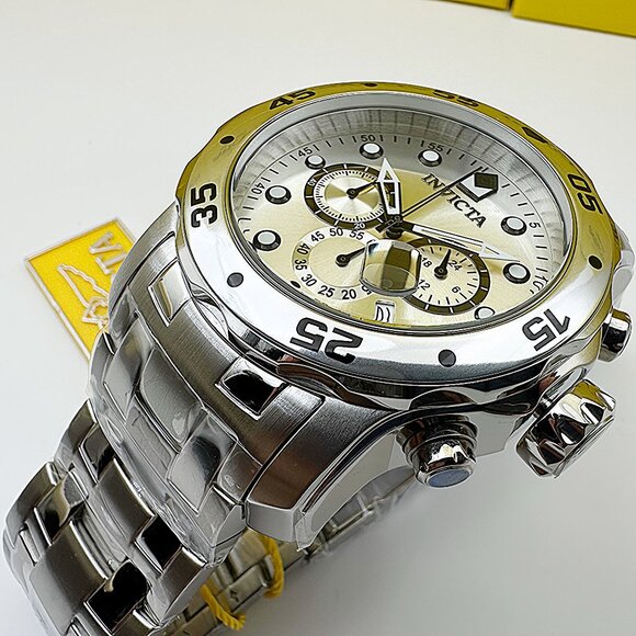 NEW Invicta Men Pro Diver Scuba VD53 Chronograph Stainless St. SILVER DIAL Watch - Picture 5 of 8
